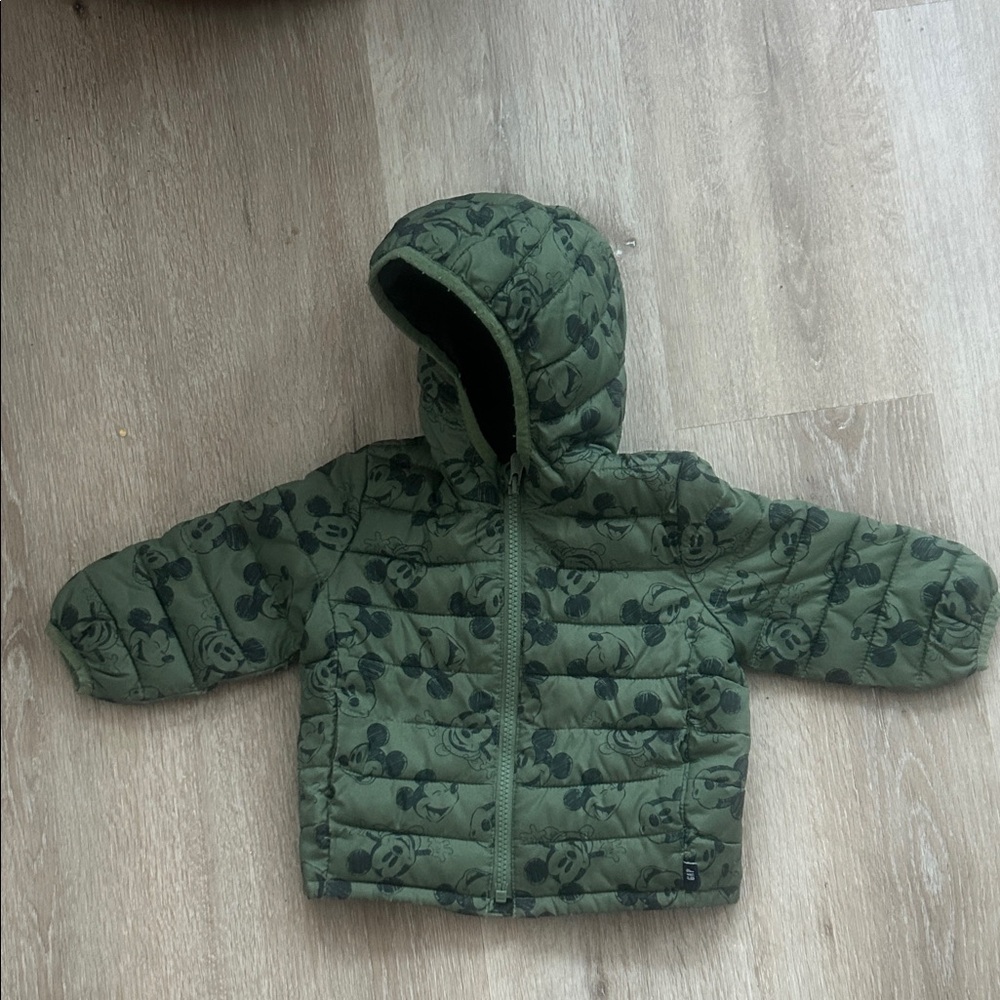 GAP Disney Black and Green Baby Puffer Jacket